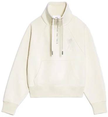 AMI Paris FW22 Logo Sulam Hoodie Half-Zip Uniseks Off-White. USW502747150 Order AMI Paris FW22 Logo Sulam Hoodie Half-Zip Uniseks Off-White. USW502747150