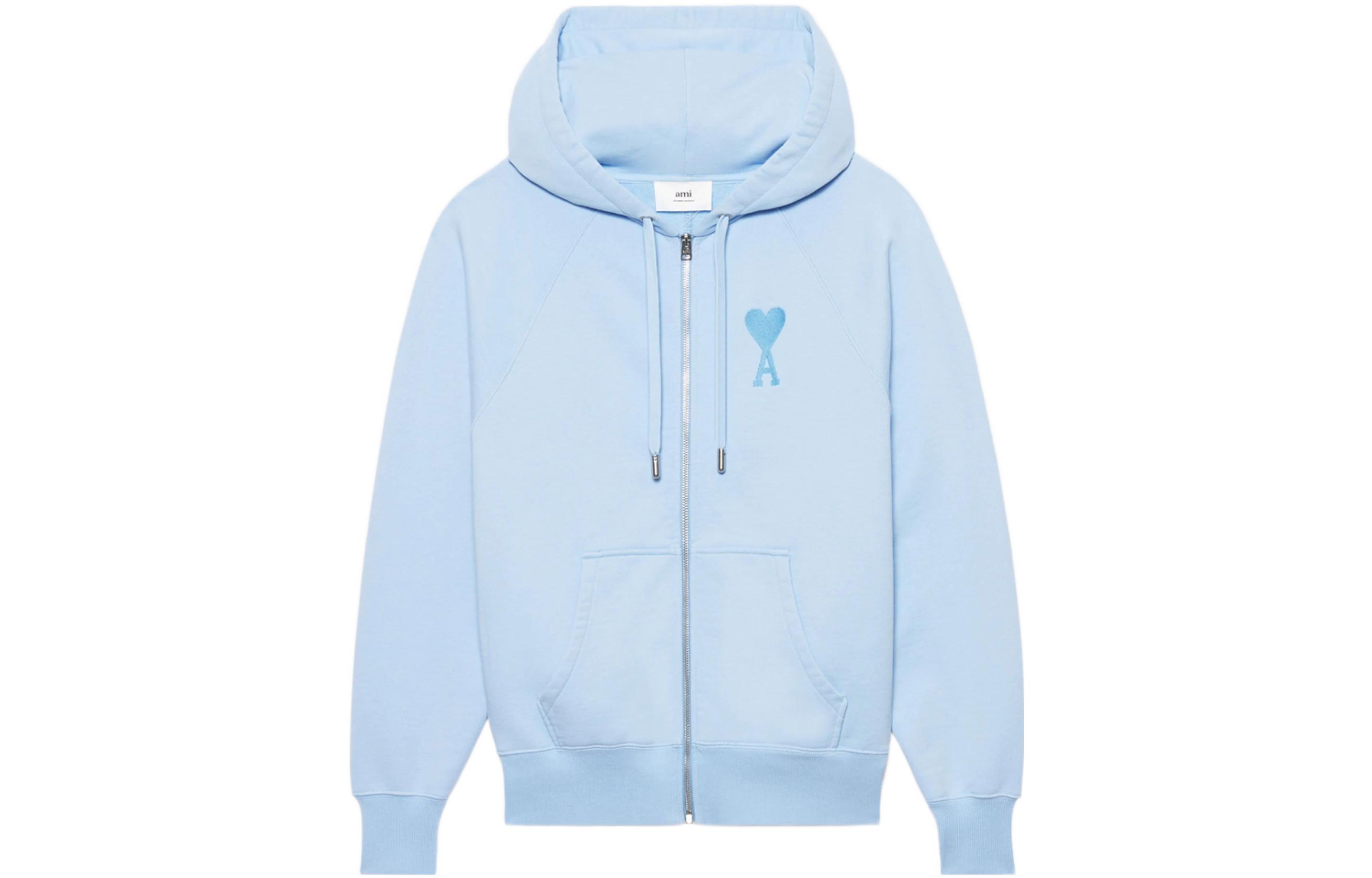 AMI Paris FW22 Logo Embroidered Heart Cotton Hoodie Unisex Blue. USW402-747450 圖 2