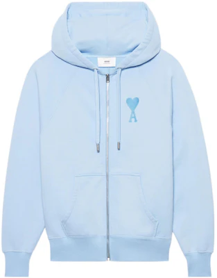 AMI Paris FW22 Logo Embroidered Heart Cotton Hoodie Unisex Blue. USW402-747450 Order AMI Paris FW22 Logo Embroidered Heart Cotton Hoodie Unisex Blue. USW402-747450