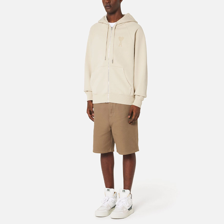 AMI Paris FW22 Logo Embroidered Heart Cotton Hoodie Beige Unisex Casual Fit USW402747-250 圖 3