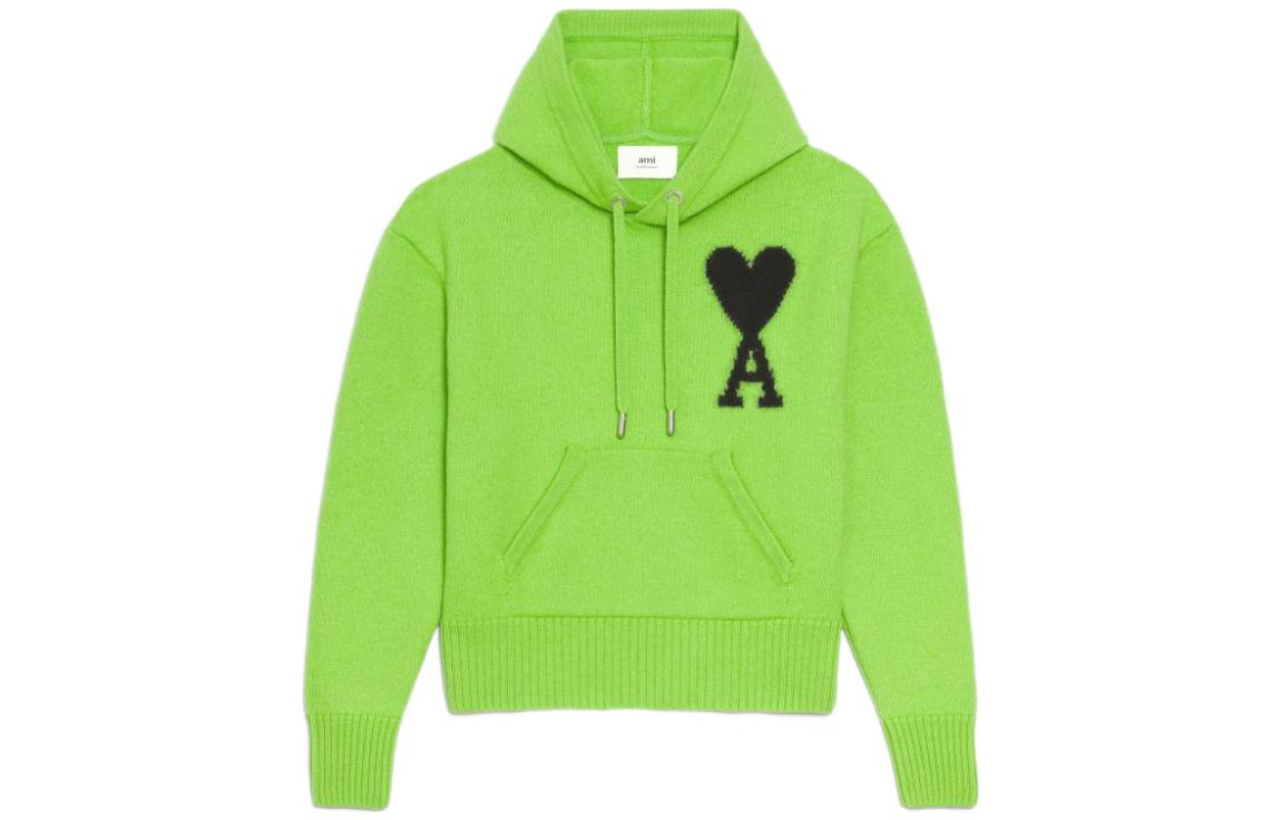 AMI Paris FW22 Logo Heart Contrast Hoodie Unisex Green UKS802018-324 圖 2