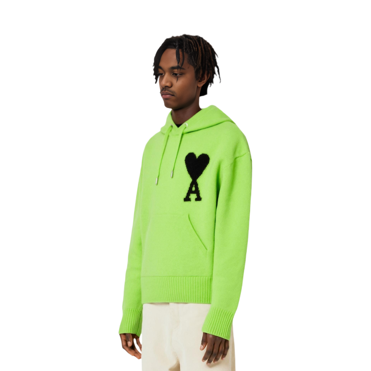 AMI Paris FW22 Logo Heart Contrast Hoodie Unisex Green UKS802018-324 圖 3