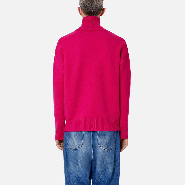 AMI Paris FW22 Logo Jacquard Ribbed Turtleneck Knit Sweater Unisex Pink. UKS402018-630 圖 3