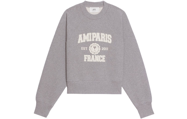 Order Sudadera Unisex Gris AMI PARIS FW22 con Logo Frontal. USW010747055