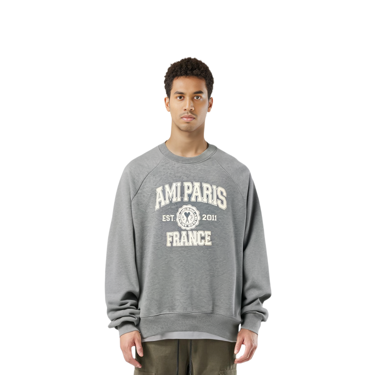 Purchase Sudadera Unisex Gris AMI PARIS FW22 con Logo Frontal. USW010747055