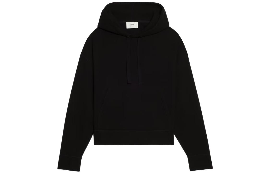 AMI PARIS FW22 Minimalist Black Hoodie for Men HSW21575-001