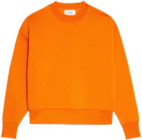 AMI PARIS FW22 Orange Logo Embroidered Crewneck Sweatshirt Fall Edition USW012740-800 AMI PARIS FW22 Orange Logo Embroidered Crewneck Sweatshirt Fall Edition USW012740-800
