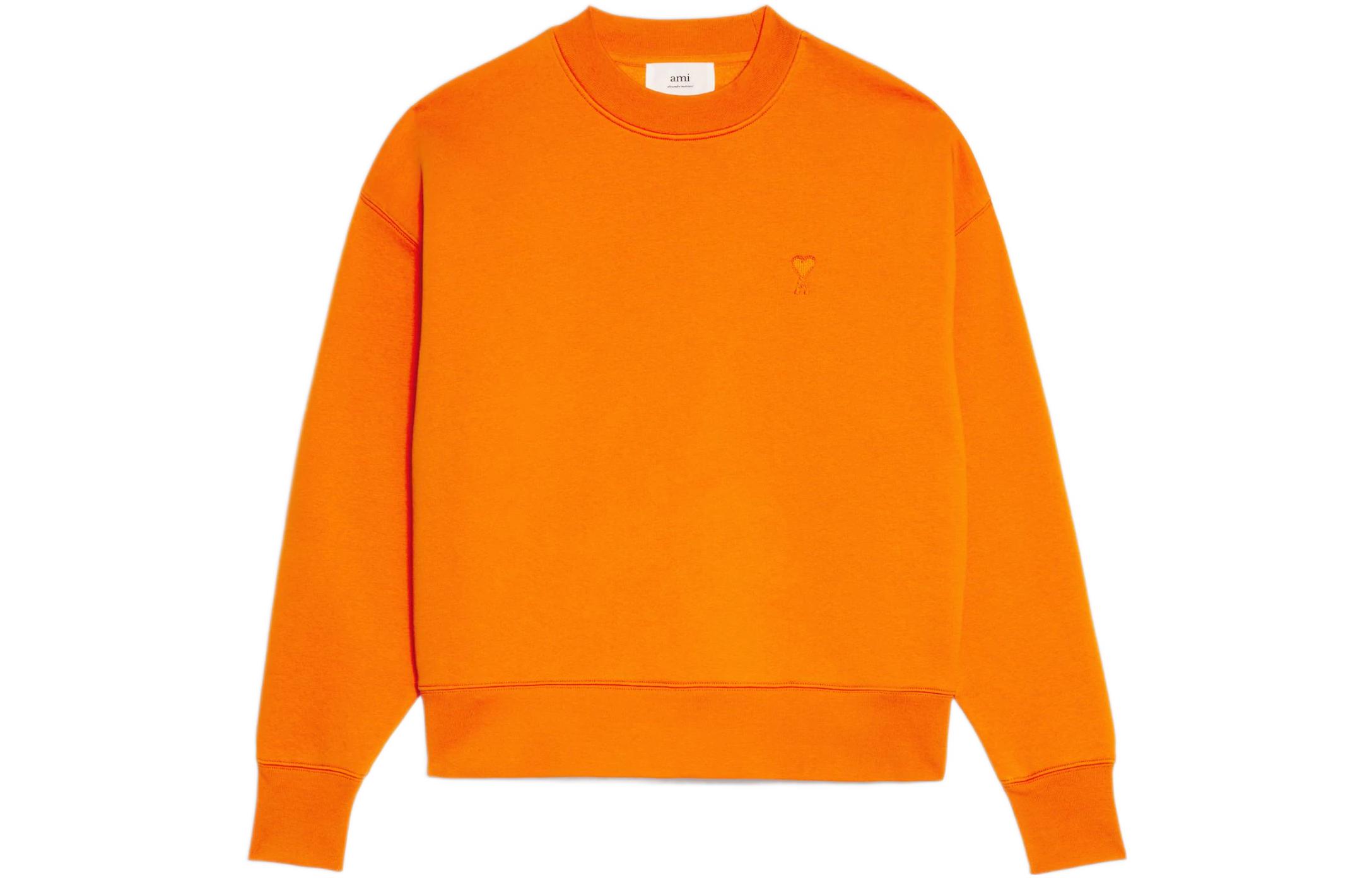 AMI PARIS FW22 Orange Logo Embroidered Crewneck Sweatshirt  Fall Edition USW012740-800 圖 2