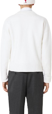 AMI PARIS FW22 紅心標誌象牙白V領寬鬆羊毛毛衣 BFUKC002-018154 Purchase AMI PARIS FW22 紅心標誌象牙白V領寬鬆羊毛毛衣 BFUKC002-018154