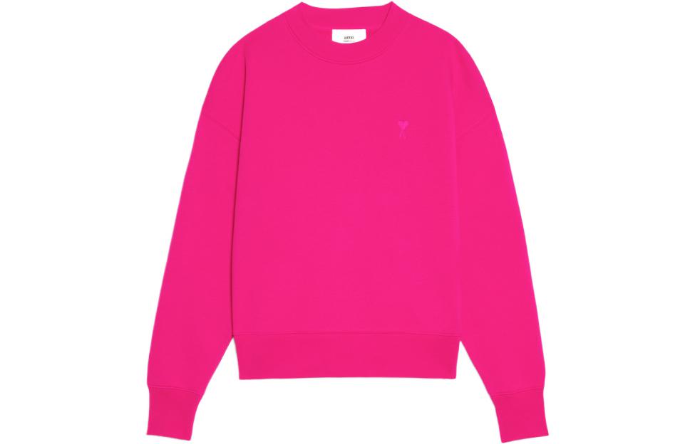 AMI PARIS FW22 Pink Heart Embroidered Pullover Sweatshirt Unisex USW012740-618