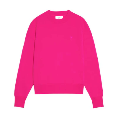 AMI PARIS FW22 Pink Heart Embroidered Pullover Sweatshirt Unisex USW012740-618