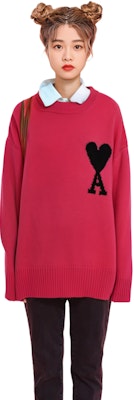 AMI Paris FW22 粉色愛心Logo羊毛圓領毛衣 男女皆宜款式. UKS002018-630 Purchase AMI Paris FW22 粉色愛心Logo羊毛圓領毛衣 男女皆宜款式. UKS002018-630