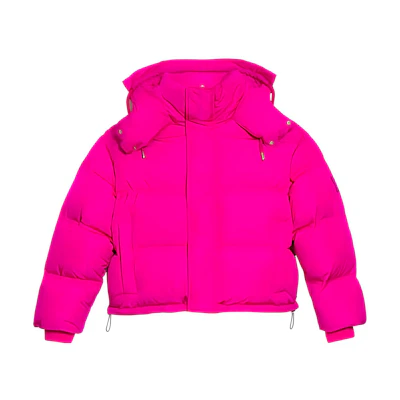 AMI PARIS FW22 Pink Solid Color Hoodie Cropped Jacket Unisex Long Sleeve UJK401276-618