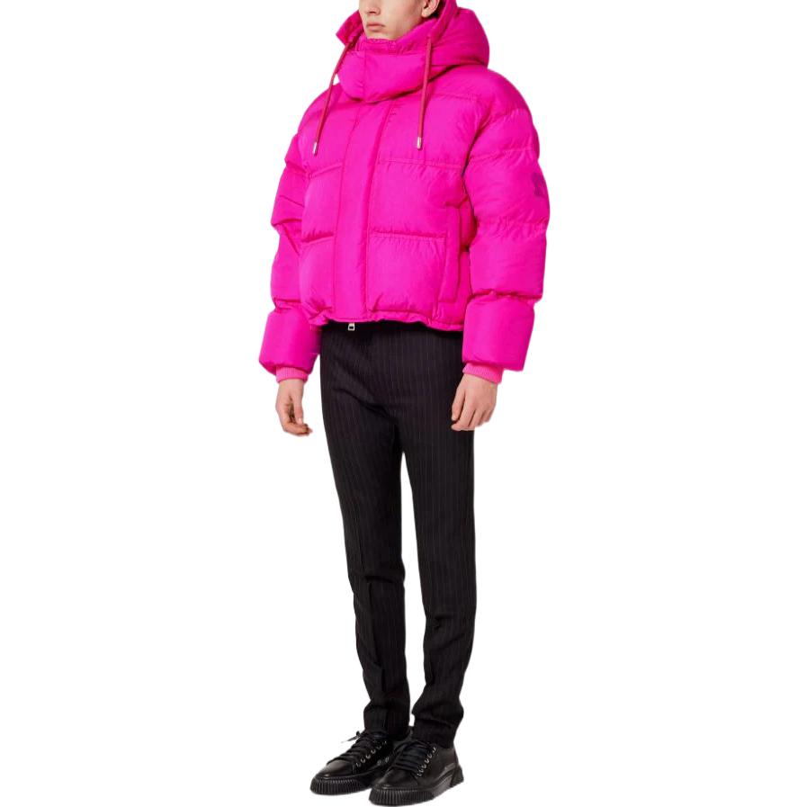 AMI PARIS FW22 Pink Solid Color Hoodie Cropped Jacket Unisex Long Sleeve UJK401276-618 圖 3