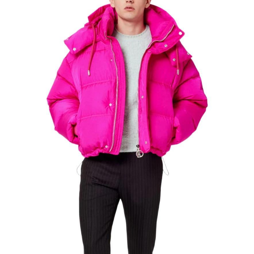 AMI PARIS FW22 Pink Solid Color Hoodie Cropped Jacket Unisex Long Sleeve UJK401276-618 圖 4