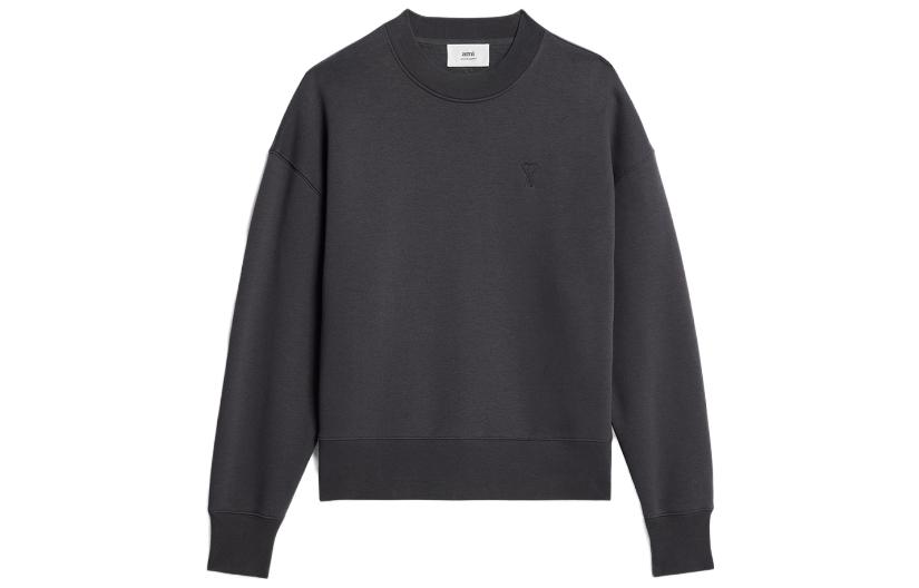 AMI Paris FW22 Plain Logo Embroidered Crewneck Sweatshirt Men’s White/Grey USW012740-081