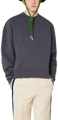 AMI Paris FW22 純色刺繡Logo男士白色/灰色圓領衛衣 USW012740-081 Purchase AMI Paris FW22 純色刺繡Logo男士白色/灰色圓領衛衣 USW012740-081