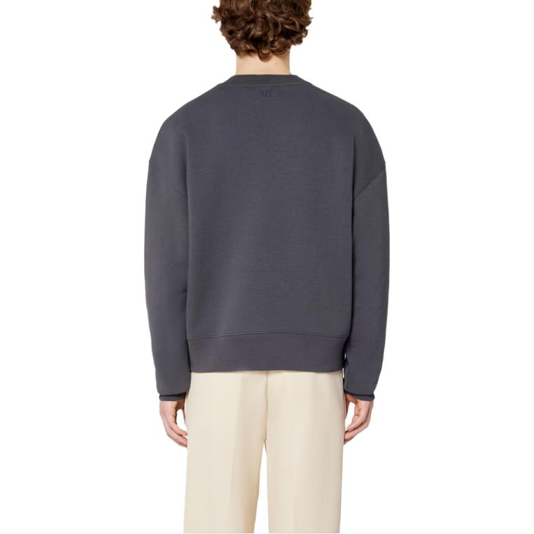 Details for AMI Paris FW22 純色刺繡Logo男士白色/灰色圓領衛衣 USW012740-081