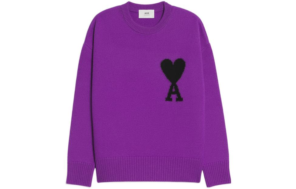 AMI Paris FW22 Purple Heart Logo Crewneck Sweater Unisex UKS002018-501