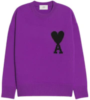 AMI Paris FW22 Purple Heart Logo Crewneck Sweater Unisex UKS002018-501 AMI Paris FW22 Purple Heart Logo Crewneck Sweater Unisex UKS002018-501