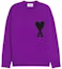 Buy AMI Paris 2022秋冬紫色爱心logo圆领毛衣男女同款 UKS002018-501