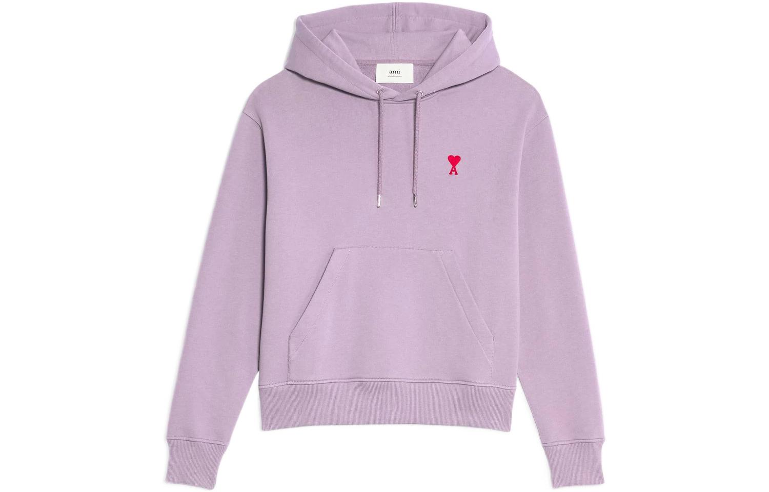 AMI PARIS FW22 Purple Heart Logo Embroidered Hoodie Men USW200-730503