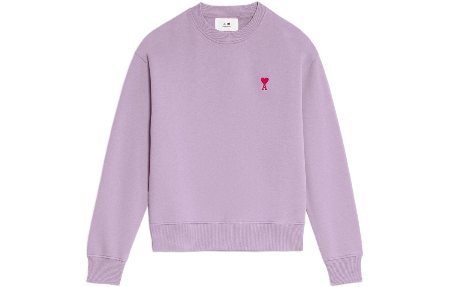 AMI PARIS FW22 Purple Logo Embroidery Pullover Sweatshirt Unisex Couple Style USW001730-503