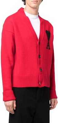 AMI Paris FW22 紅心標誌羊毛寬鬆版V領開襟衫男女針織衫 UKC002-018605 Details for AMI Paris FW22 紅心標誌羊毛寬鬆版V領開襟衫男女針織衫 UKC002-018605