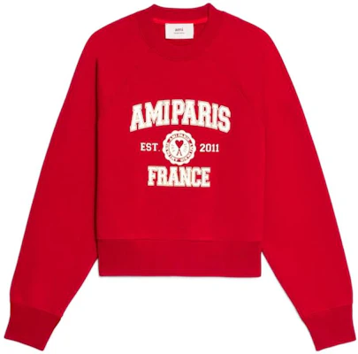 AMI PARIS FW22 紅色字母Logo印花情侶款圓領衛衣 USW010747-600 Order AMI PARIS FW22 紅色字母Logo印花情侶款圓領衛衣 USW010747-600
