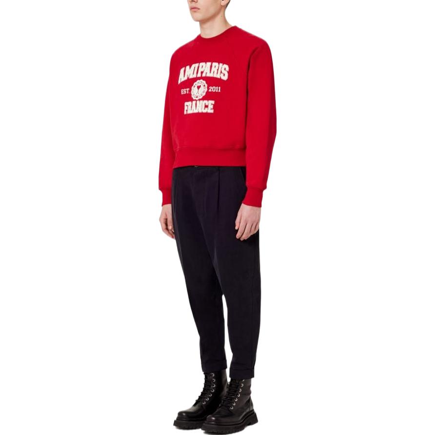 AMI PARIS FW22 Red Letter Logo Print Pullover Sweatshirt Unisex Couple Style USW010747-600 圖 3