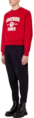 AMI PARIS FW22 紅色字母Logo印花情侶款圓領衛衣 USW010747-600 Lookbook AMI PARIS FW22 紅色字母Logo印花情侶款圓領衛衣 USW010747-600