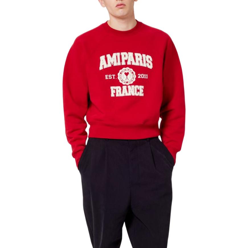 AMI PARIS FW22 Red Letter Logo Print Pullover Sweatshirt Unisex Couple Style USW010747-600 圖 4