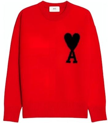 AMI PARIS FW22 Sweater Logo Hati Merah Bersaiz Besar Unisex Wool. UKS002-018605 Buy AMI PARIS FW22 Sweater Logo Hati Merah Bersaiz Besar Unisex Wool. UKS002-018605