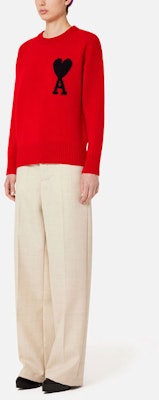 AMI PARIS FW22 Sweater Logo Hati Merah Bersaiz Besar Unisex Wool. UKS002-018605 Lookbook AMI PARIS FW22 Sweater Logo Hati Merah Bersaiz Besar Unisex Wool. UKS002-018605