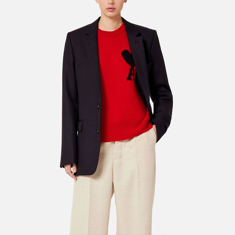 Purchase AMI PARIS FW22 Sweater Logo Hati Merah Bersaiz Besar Unisex Wool. UKS002-018605