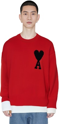 AMI PARIS FW22 Sweater Logo Hati Merah Bersaiz Besar Unisex Wool. UKS002-018605 Details for AMI PARIS FW22 Sweater Logo Hati Merah Bersaiz Besar Unisex Wool. UKS002-018605