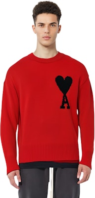 AMI PARIS FW22 Sweater Logo Hati Merah Bersaiz Besar Unisex Wool. UKS002-018605 Sizing AMI PARIS FW22 Sweater Logo Hati Merah Bersaiz Besar Unisex Wool. UKS002-018605