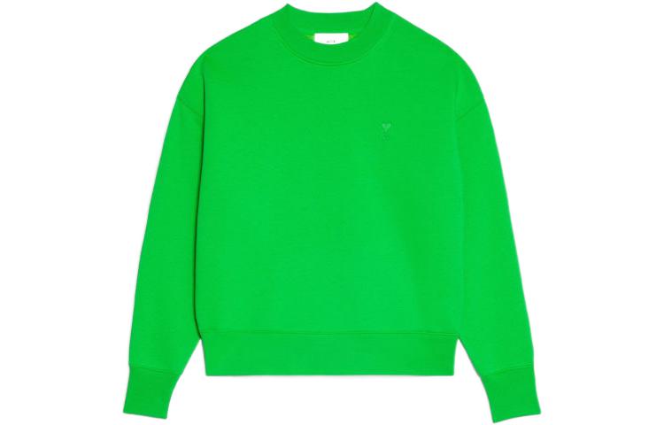 AMI PARIS FW22 Solid Color Pullover Crewneck Sweatshirt Green USW012740-300