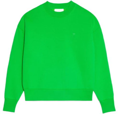 AMI PARIS FW22 Solid Color Pullover Crewneck Sweatshirt Green USW012740-300 Buy AMI PARIS FW22 Solid Color Pullover Crewneck Sweatshirt Green USW012740-300