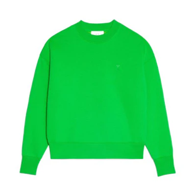 AMI PARIS FW22 Solid Color Pullover Crewneck Sweatshirt Green USW012740-300