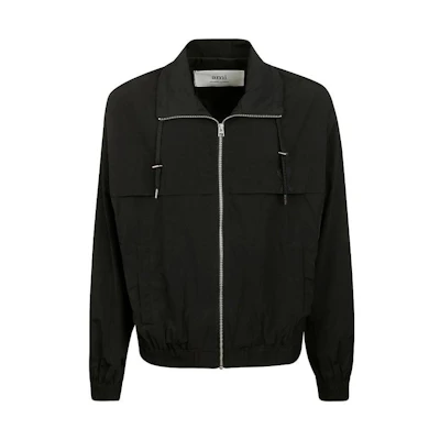 AMI PARIS FW22 Solid Color Zip-Up Drawstring Jacket Black Mens H22UJK045276-001