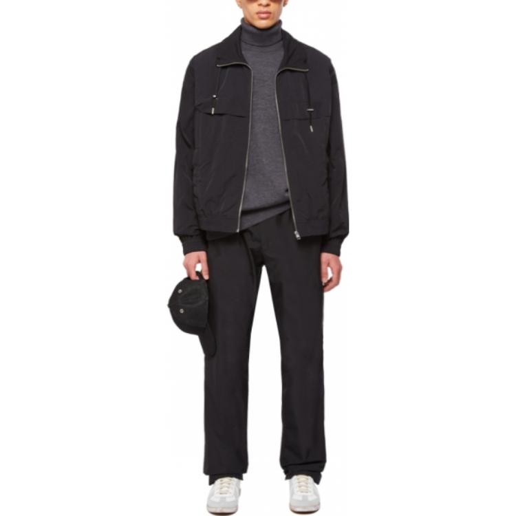 AMI PARIS FW22 Solid Color Zip-Up Drawstring Jacket Black Mens H22UJK045276-001 圖 4