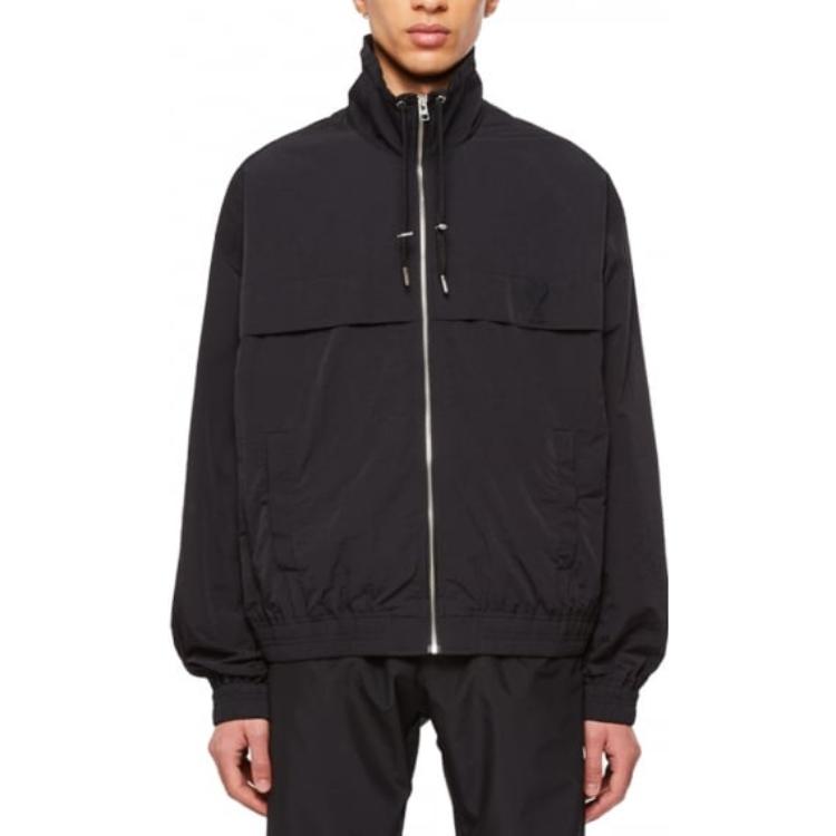 AMI PARIS FW22 Solid Color Zip-Up Drawstring Jacket Black Mens H22UJK045276-001 圖 5