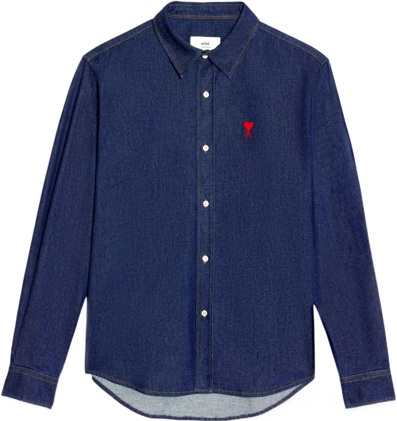 ami-paris-fw-22-solid-logo-embroidered-button-up-denim-jacket-blue-menswear-hsh-114650-402