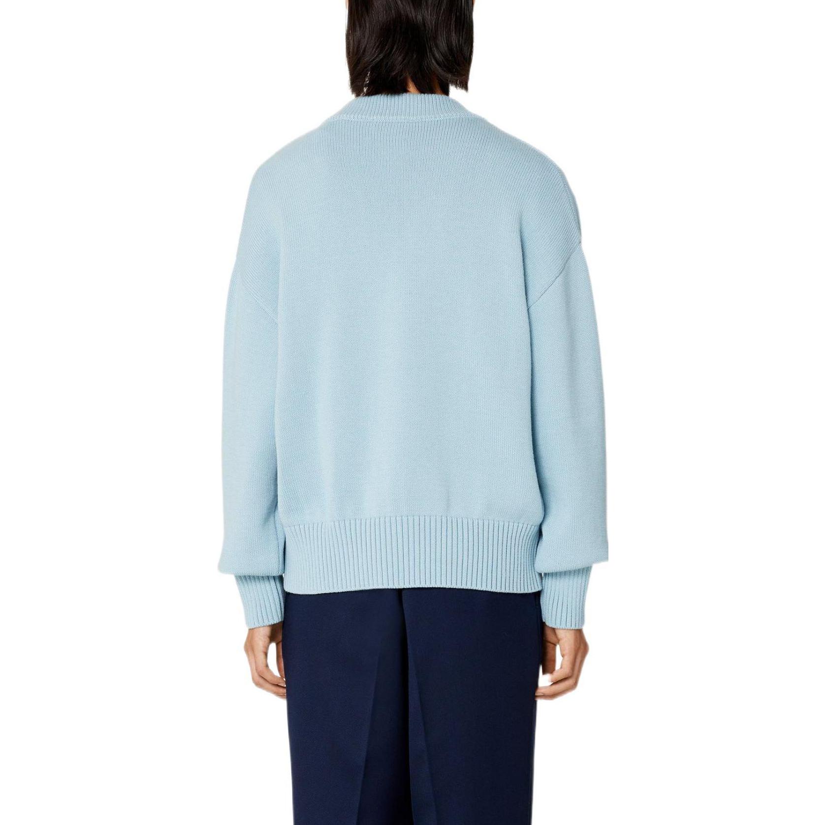 AMI Paris FW22 Solid Single-Breasted Long Sleeve Sweater Blue UKC008016-464 圖 4