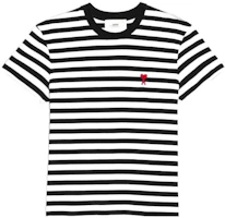 AMI Paris FW22 Striped Heart Cotton Crewneck T-Shirt Unisex Multicolor UTS013074-004 AMI Paris FW22 Striped Heart Cotton Crewneck T-Shirt Unisex Multicolor UTS013074-004