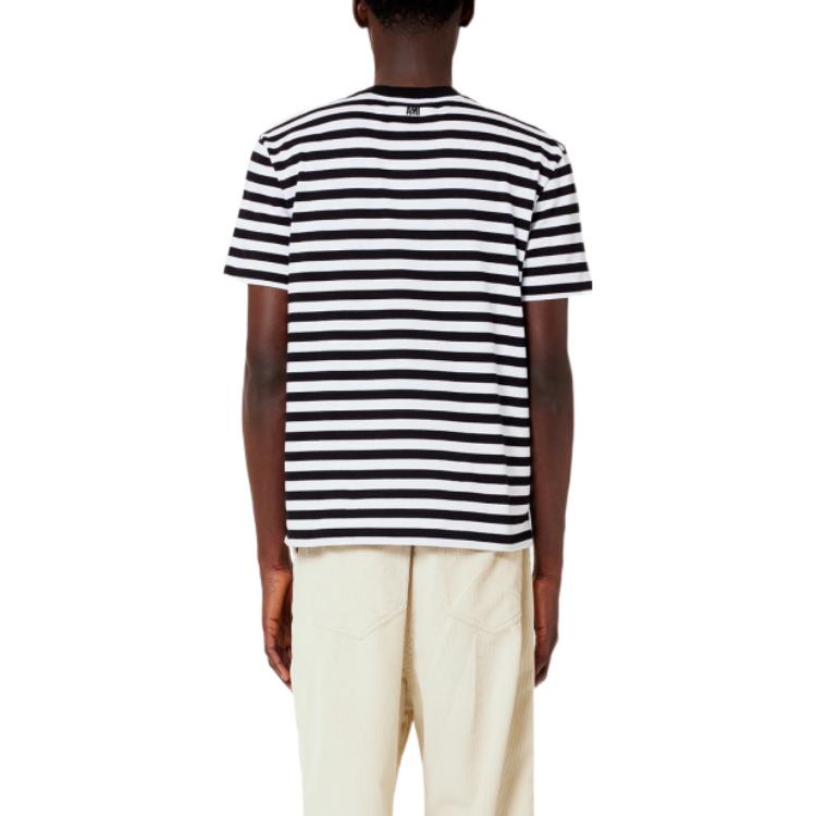 Lookbook AMI Paris FW22 Kemeja-T Kapas Uniseks Berjalur Hati Multicolor UTS013074-004