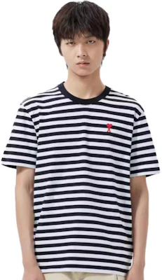 AMI Paris FW22 Kemeja-T Kapas Uniseks Berjalur Hati Multicolor UTS013074-004 Details for AMI Paris FW22 Kemeja-T Kapas Uniseks Berjalur Hati Multicolor UTS013074-004