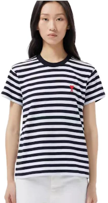 AMI Paris FW22 Kemeja-T Kapas Uniseks Berjalur Hati Multicolor UTS013074-004 Sizing AMI Paris FW22 Kemeja-T Kapas Uniseks Berjalur Hati Multicolor UTS013074-004