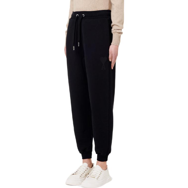 Purchase Pantalones Jogger de Punto Negros con Corazón Bordado Unisex AMI Paris FW22. UTR202747-001